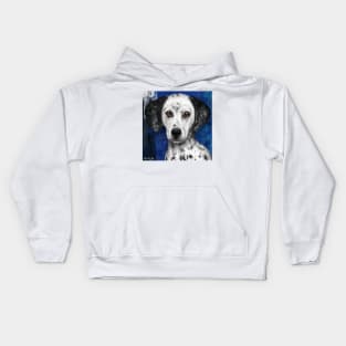 Painting of a Cute Dalmatian Dog Staring Directly at You Kids Hoodie